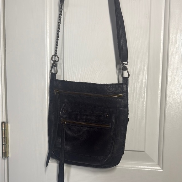 Embrazio Black Supple Leather Small Crossbody Bag Boho Gypsy 8”H x 7”L x 1”W - Picture 1 of 10